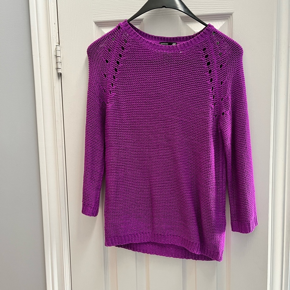 Purple Knit Crewneck Sweater